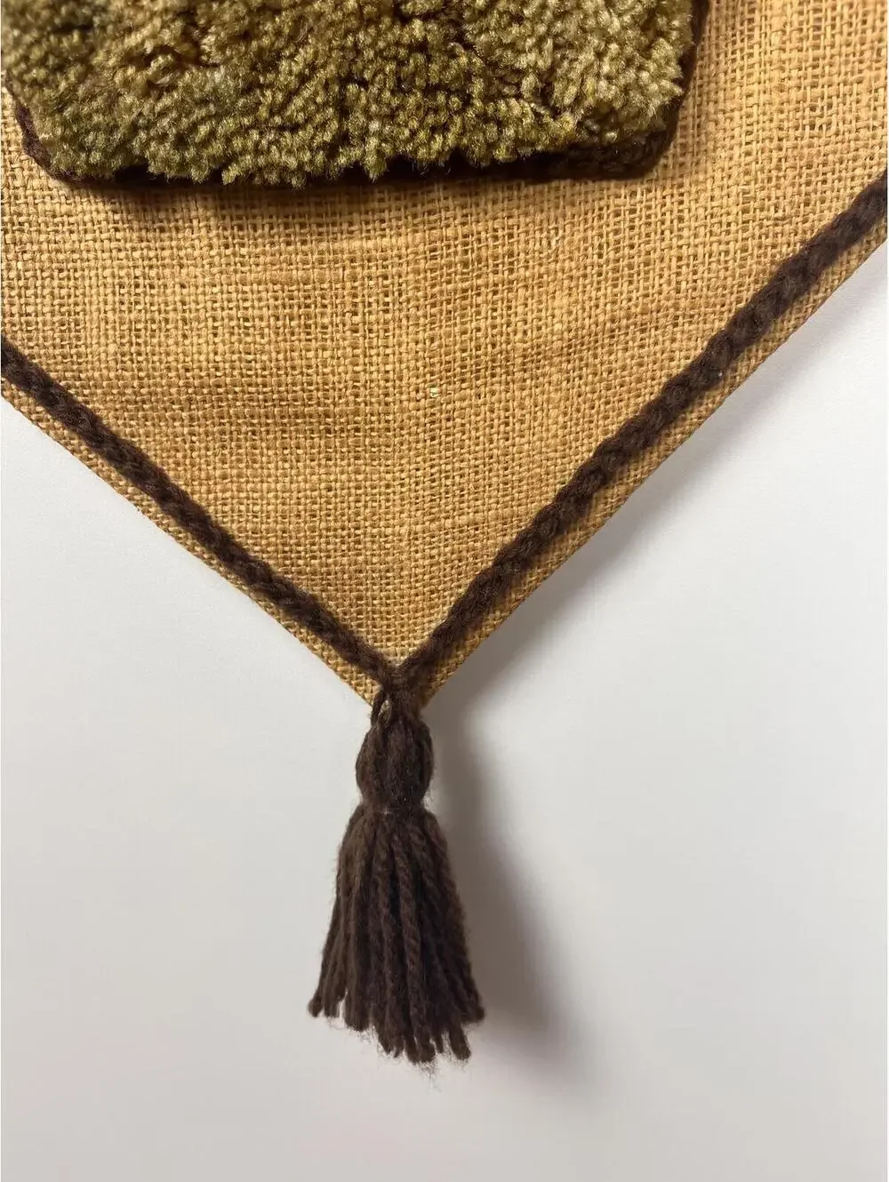 Vintage 1970s Owl Burlap Wall Hanging Handmade Boho Fiber Art Textile Decor